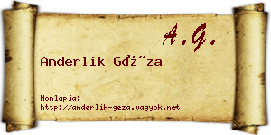 Anderlik Géza névjegykártya